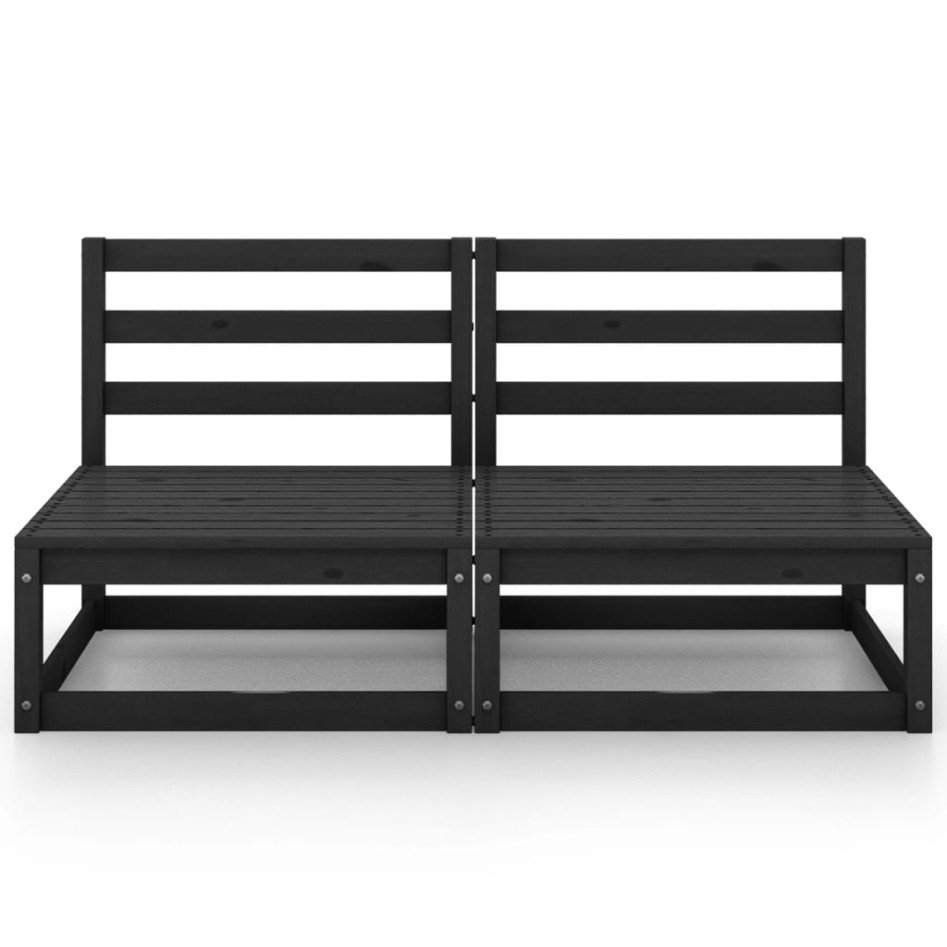 Sofá de jardín 2 plazas negro madera maciza de