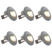 Lámparas LED de pared para jardín 6 uds. redonda plateada 5 W