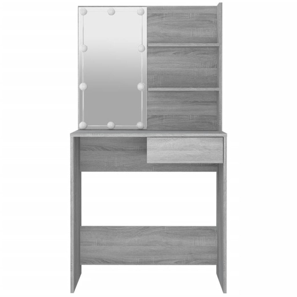 Tocador con LED gris sonoma 74,5x40x141