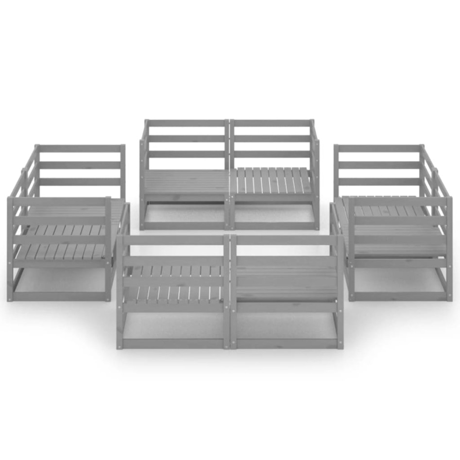 Muebles de jardín 8 piezas gris madera de pino