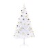 Árbol de Navidad preiluminado con luces y bolas blanco 210