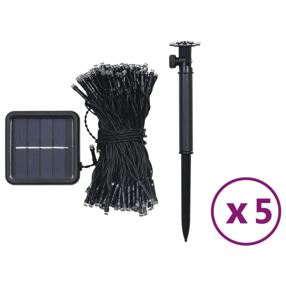 Tira de luces solares LED 5 uds blanco cálido