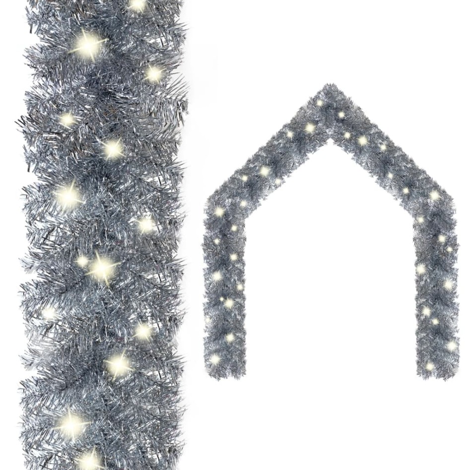Guirnalda de Navidad con luces LED plateado 10
