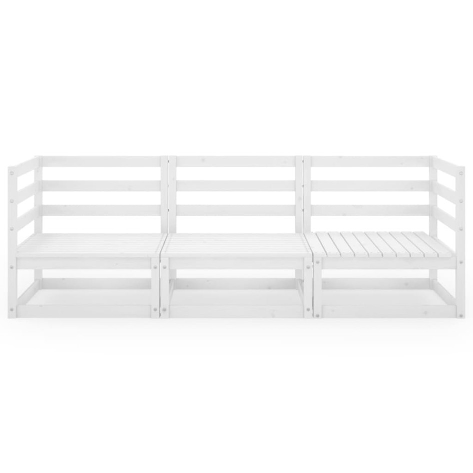 Sofá de jardín 3 plazas blanco madera maciza