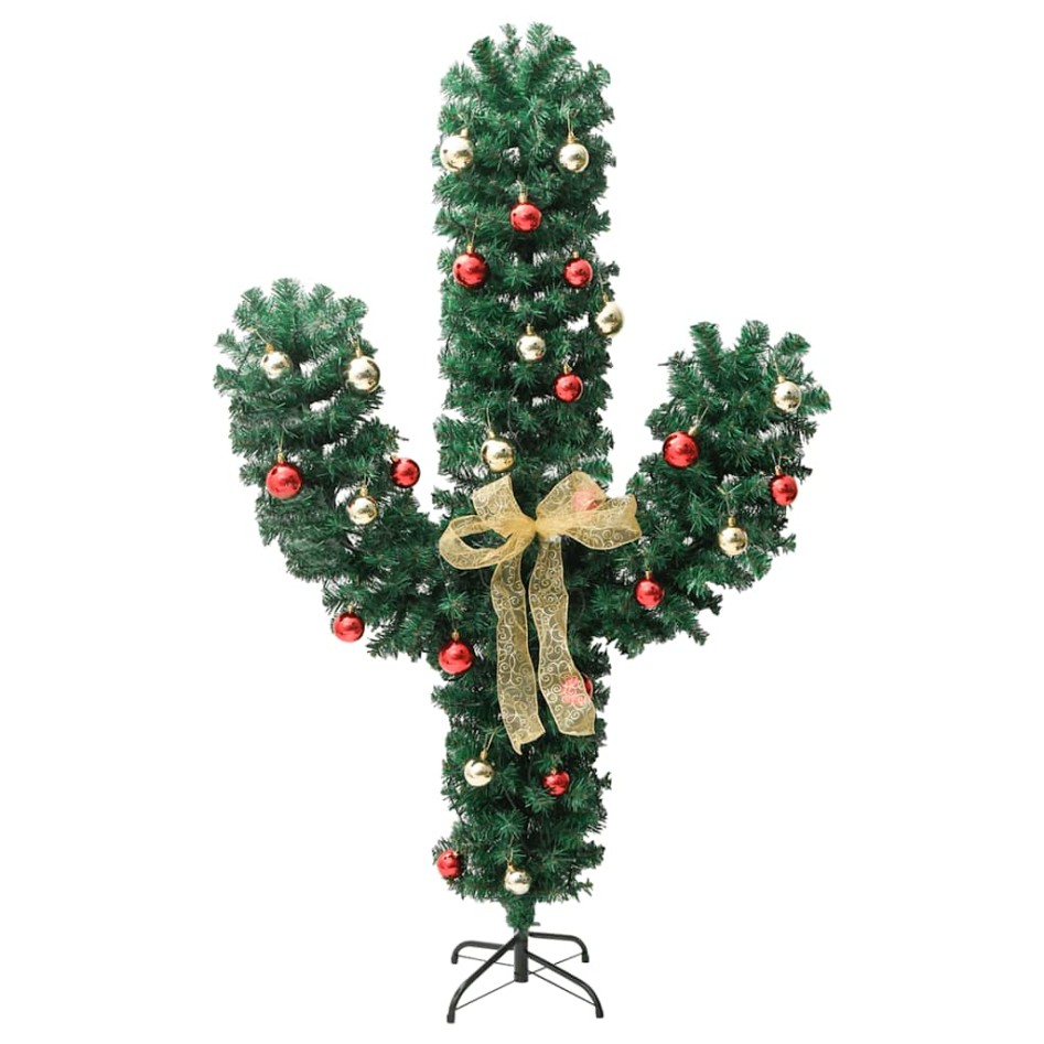 Cactus de Navidad con soporte y LEDs verde 150 cm