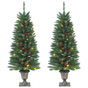 Árboles de Navidad artificiales 2 uds 100 LED verde 120