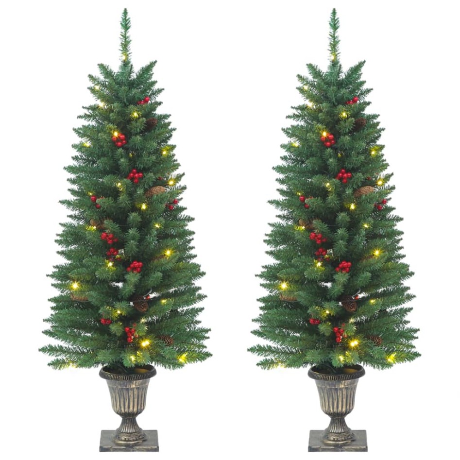 Árboles de Navidad artificiales 2 uds 100 LED verde 120