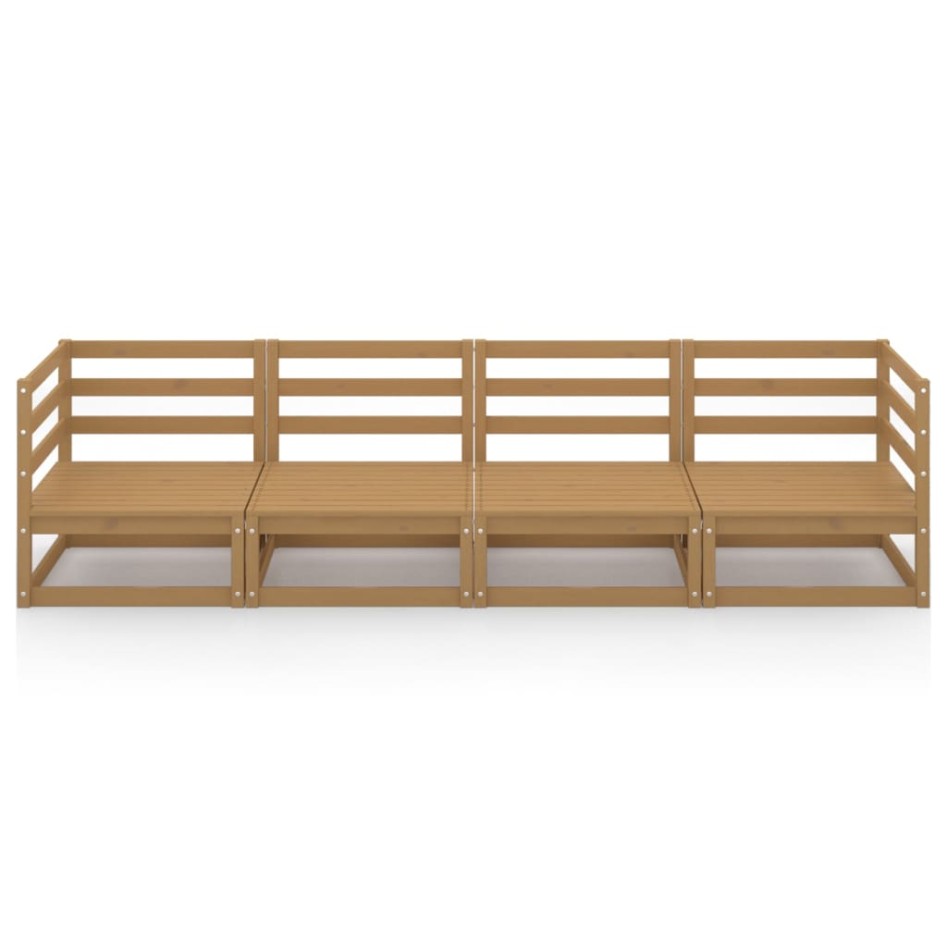 Sofá de jardín de 4 plazas marrón miel madera maciza de