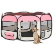 Parque de perros plegable y bolsa transporte rosa 145x145x61cm