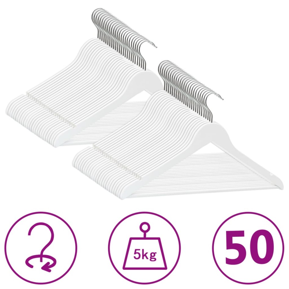 Juego de perchas ropa 50 uds antideslizantes madera dura