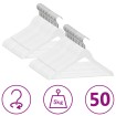 Juego de perchas ropa 50 uds antideslizantes madera dura blanco