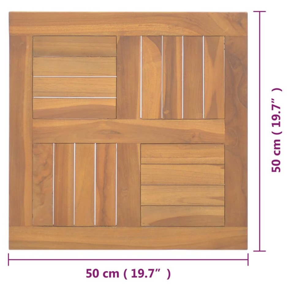 Tablero de mesa cuadrado madera maciza de teca 50x50x2,5