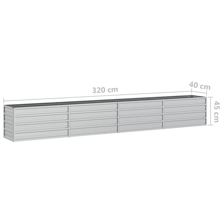 Arriate de acero galvanizado plateado 320x40x45