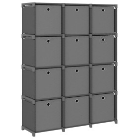 Estantería de 12 cubos con cajas tela gris 103x30x141