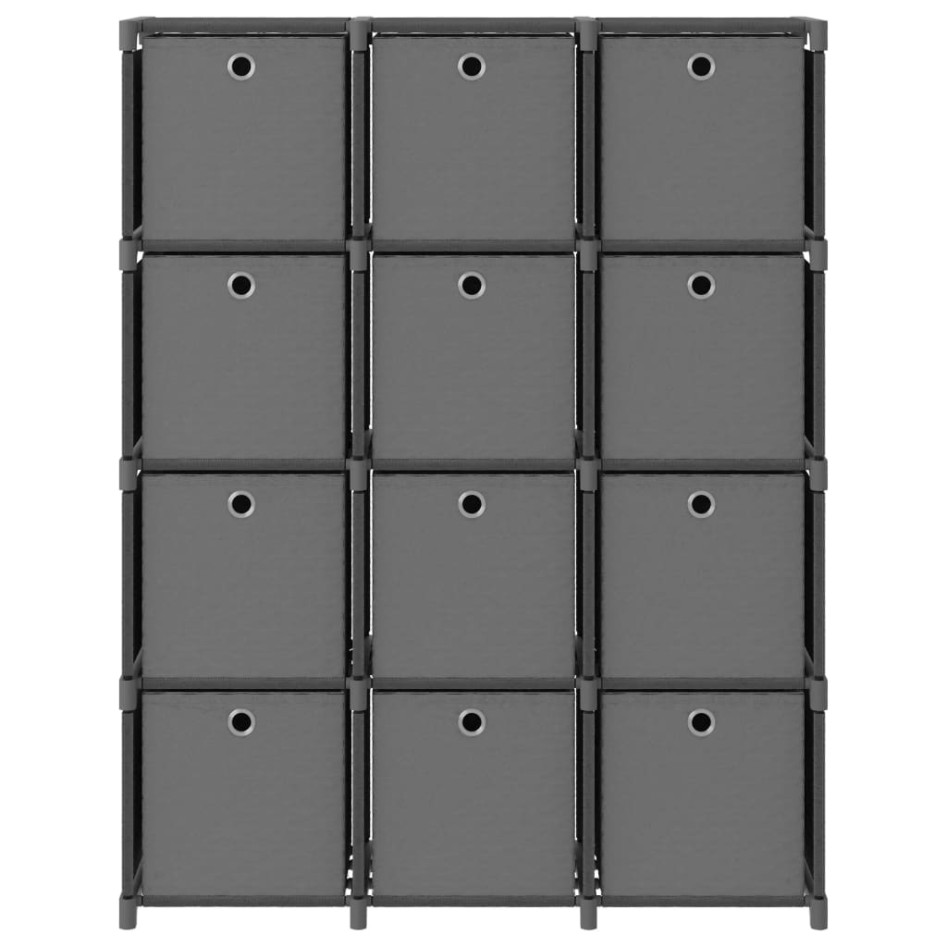 Estantería de 12 cubos con cajas tela gris 103x30x141