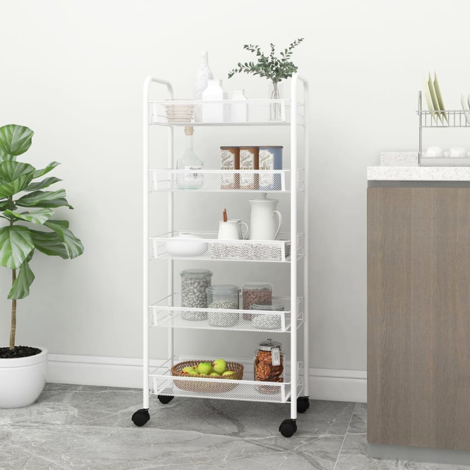Carrito de cocina 5 niveles hierro blanco 46x26x105