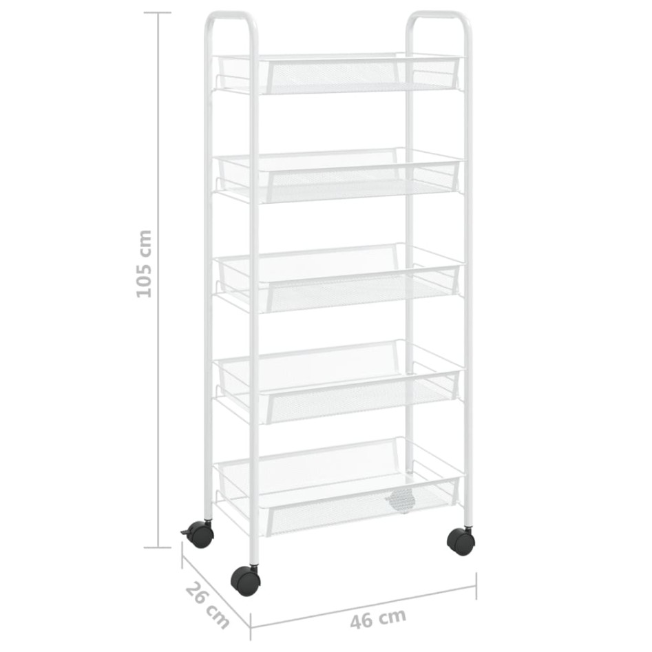 Carrito de cocina 5 niveles hierro blanco 46x26x105