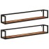 Estantes de pared 2 uds madera maciza mango hierro 110x17x17