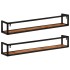 Estantes de pared 2 uds madera maciza mango hierro 110x17x17