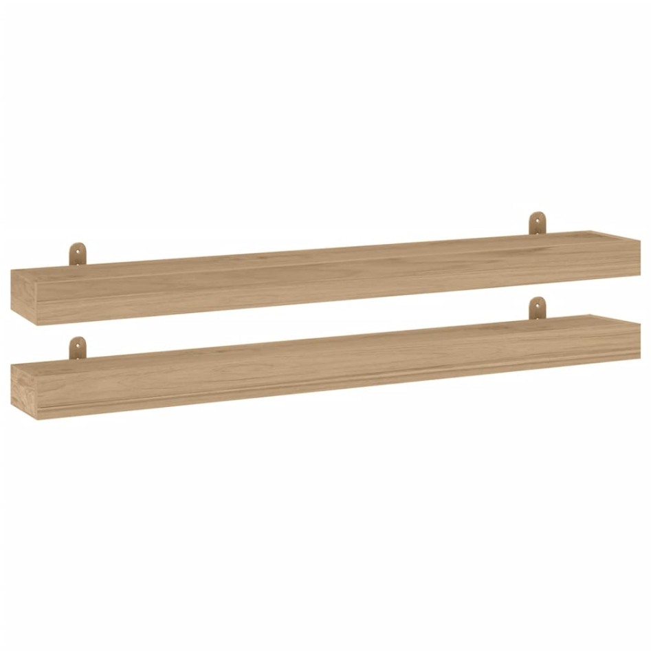 Estantes de pared 2 unidades madera maciza de teca 110x15x4