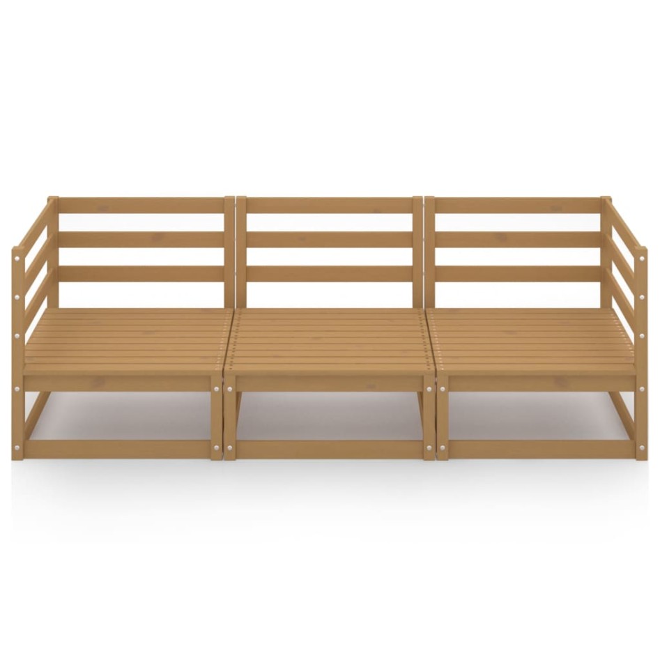 Sofá de jardín de 3 plazas marrón miel madera maciza de