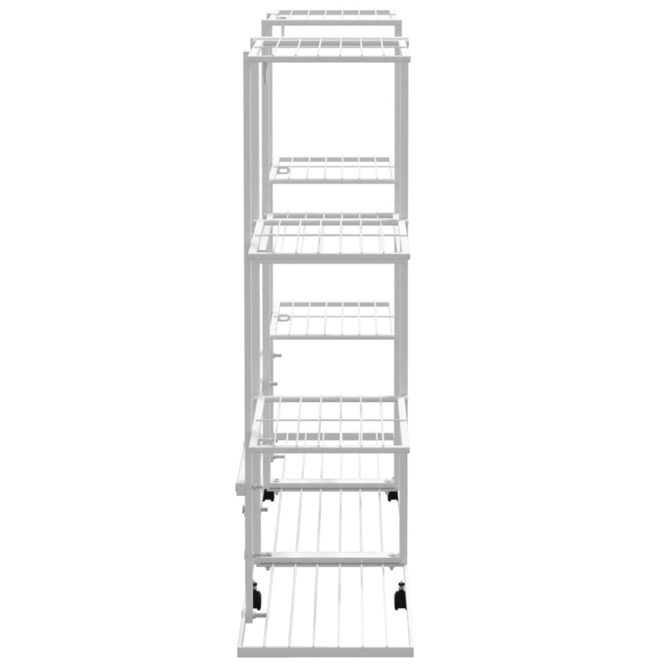 Soporte para flores con ruedas hierro blanco 94,5x24,5x91,5