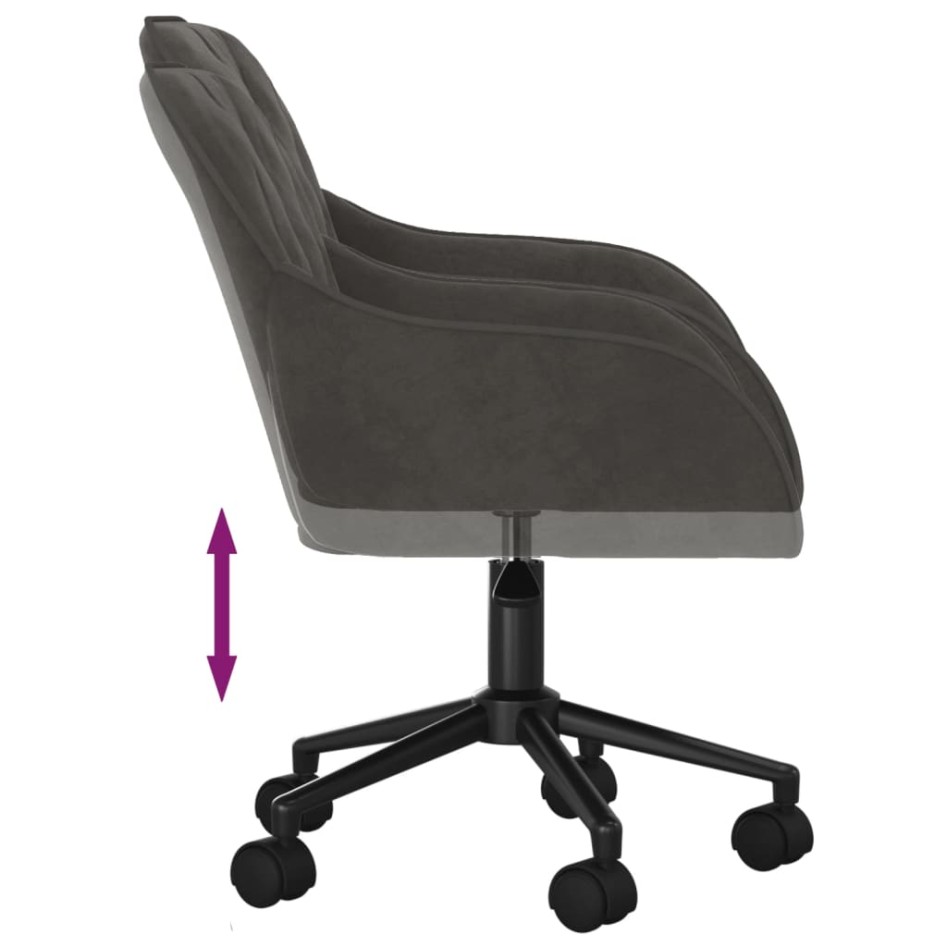 Silla de oficina giratoria de terciopelo gris