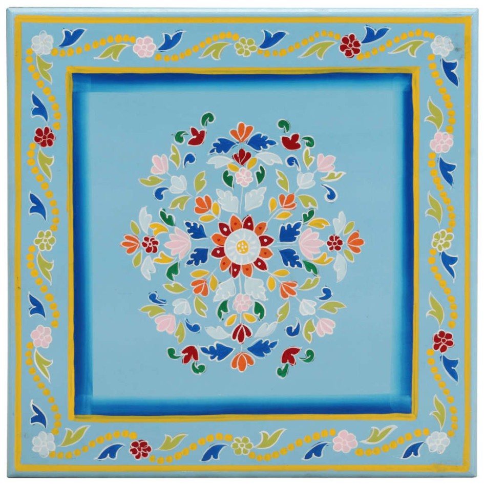 Mesa de centro madera maciza de mango turquesa pintada a
