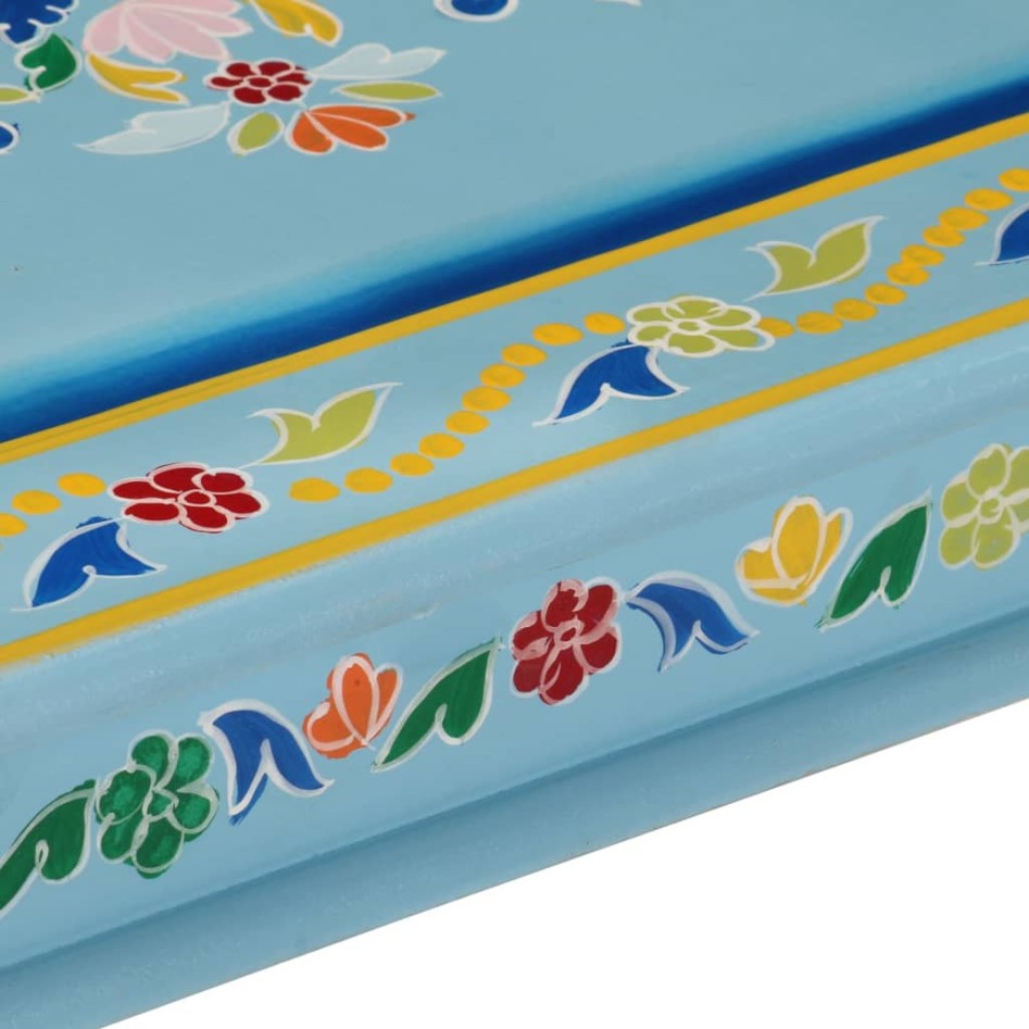 Mesa de centro madera maciza de mango turquesa pintada a