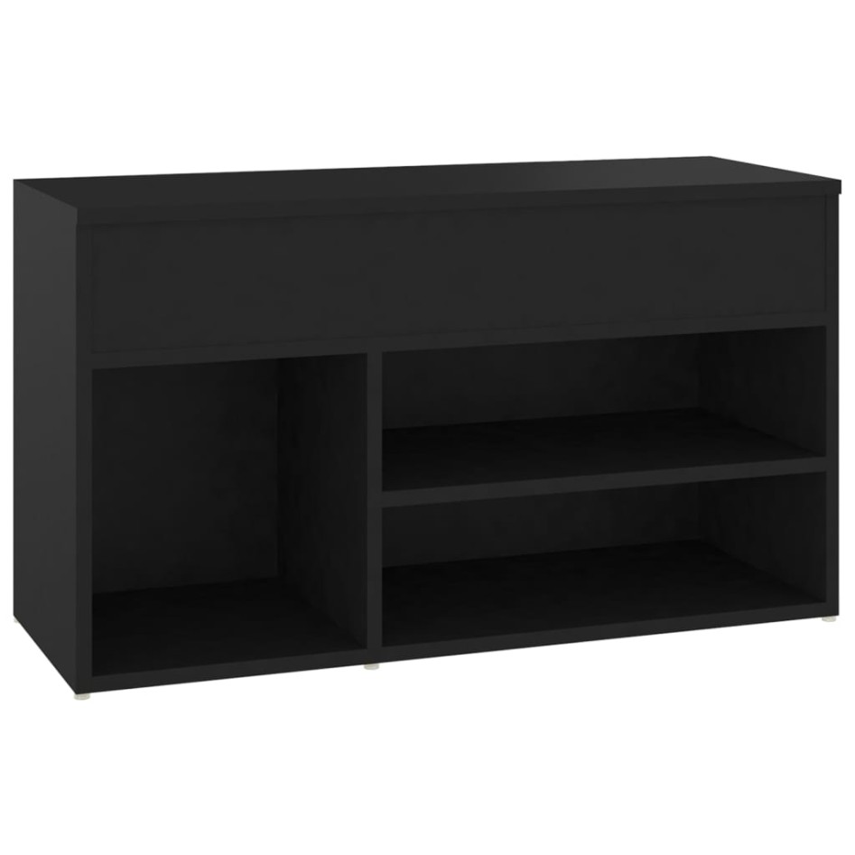 Banco zapatero madera de ingeniería negro 80x30x45
