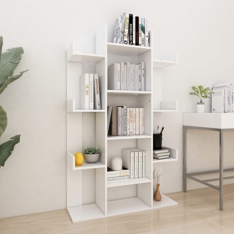 Estantería librería madera contrachapada blanco 86x25,5x140