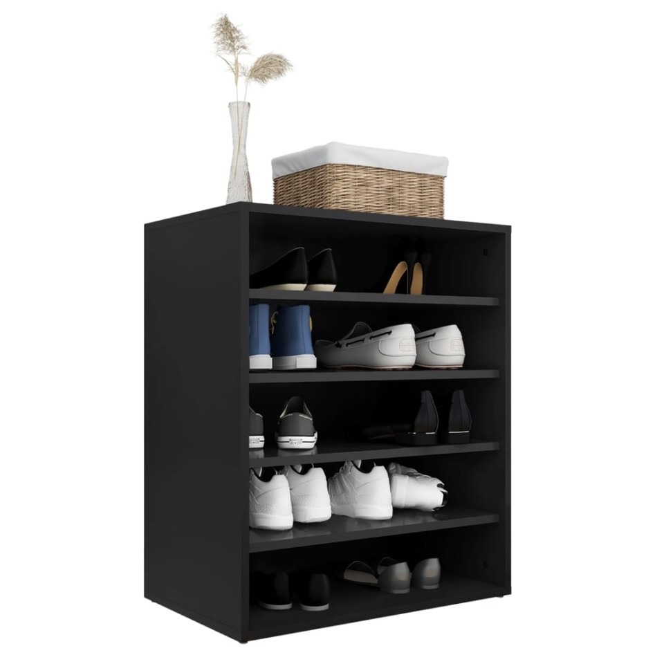 Mueble zapatero de madera contrachapada negro 60x35x70