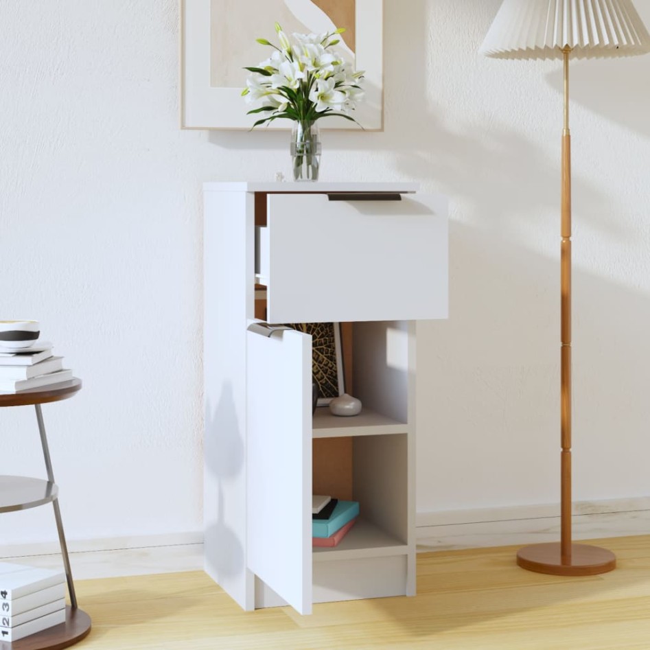 Aparador de madera contrachapada blanco 30x30x70