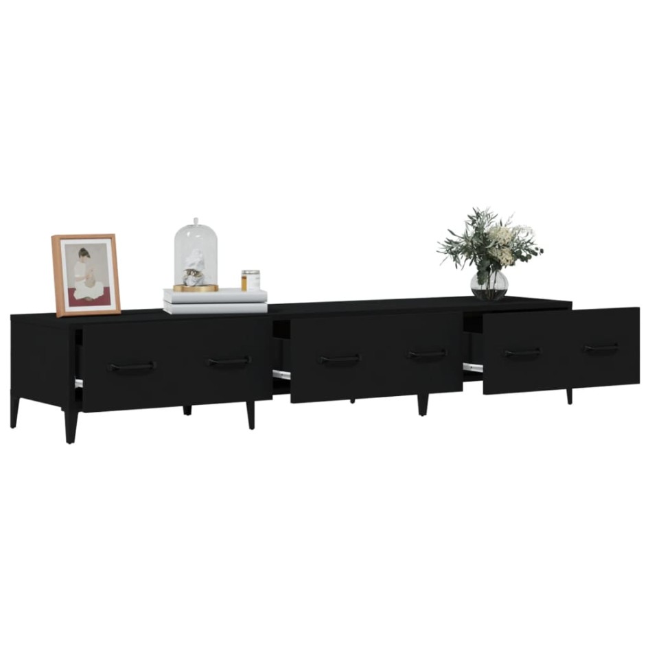 Mueble de TV madera contrachapada negro 150x34,5x30