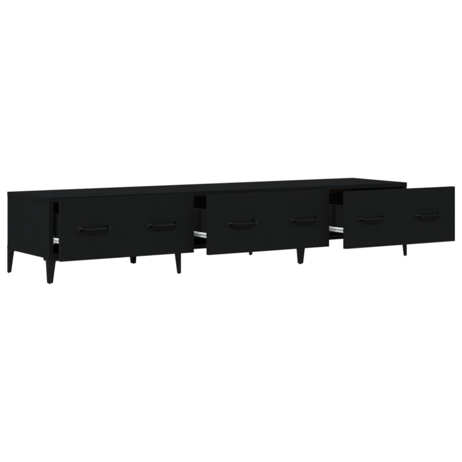 Mueble de TV madera contrachapada negro 150x34,5x30