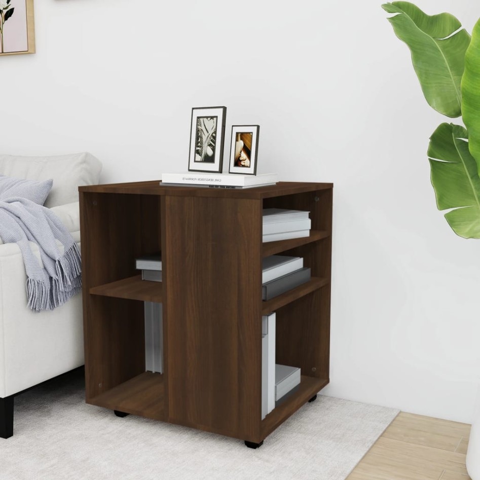 Armario con ruedas madera contrachapada roble marrón