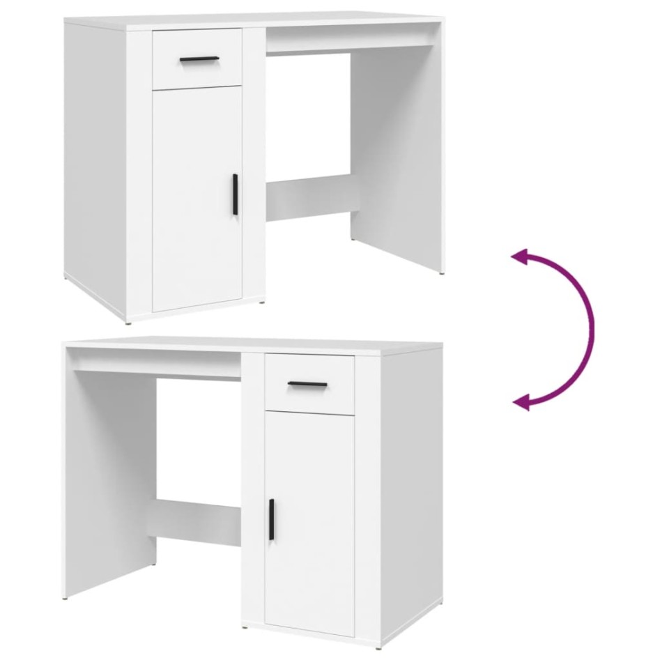 Escritorio de madera contrachapada blanco 100x49x75