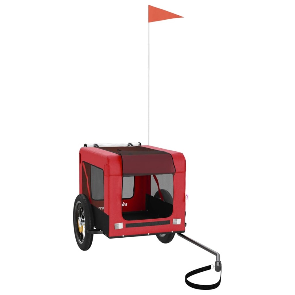Remolque de bicicleta mascotas hierro tela Oxford rojo