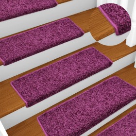 Alfombras de peldaños de escalera 15 uds violeta 65x21x4