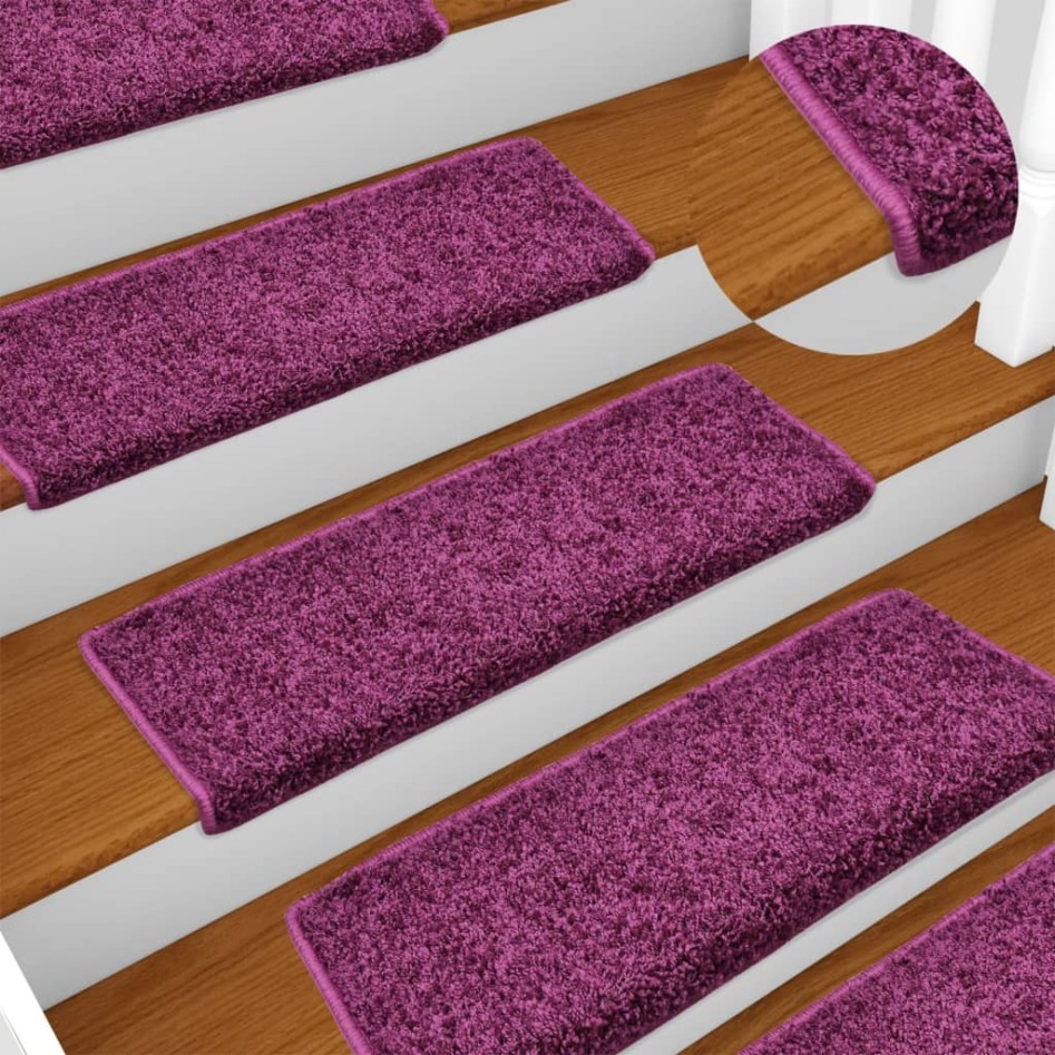 Alfombras de peldaños de escalera 15 uds violeta 65x21x4