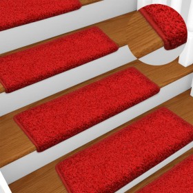 Alfombras de peldaños de escalera 15 uds rojo 65x21x4