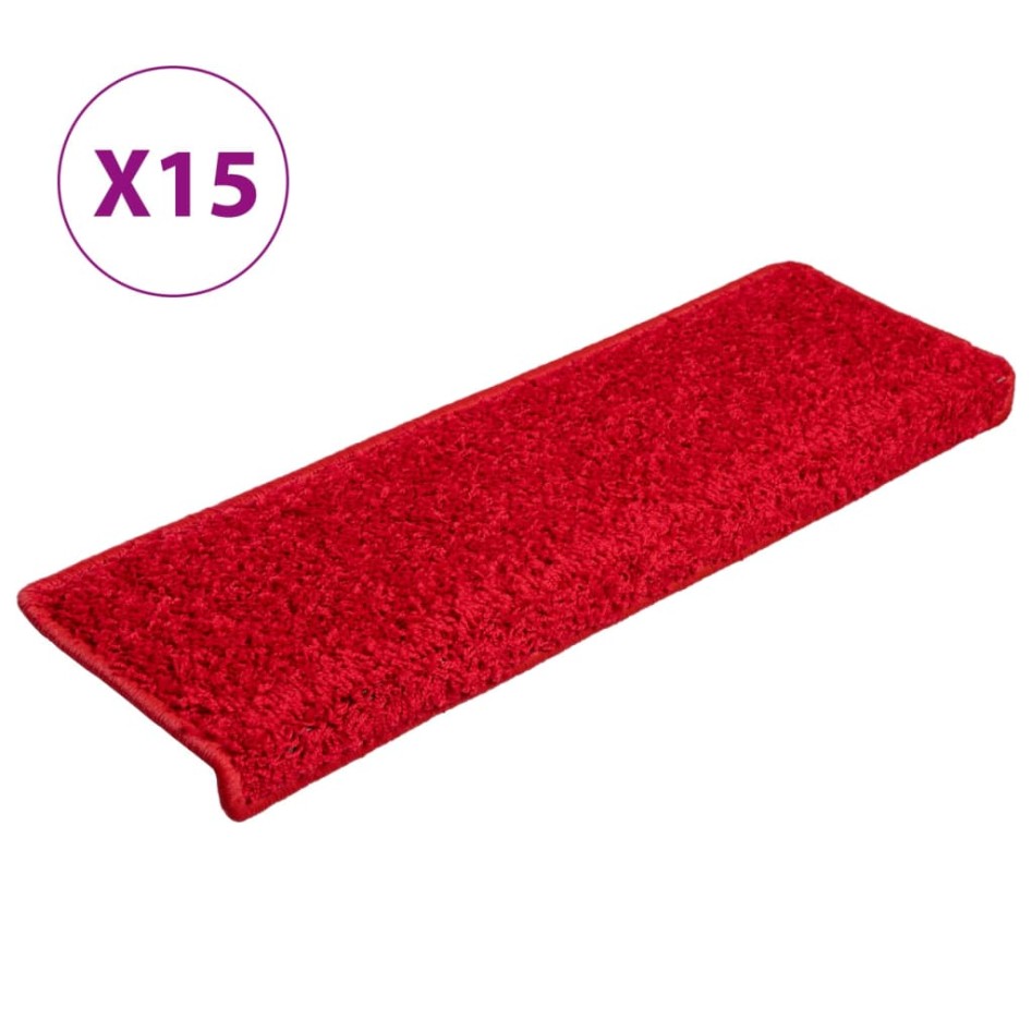 Alfombras de peldaños de escalera 15 uds rojo 65x21x4