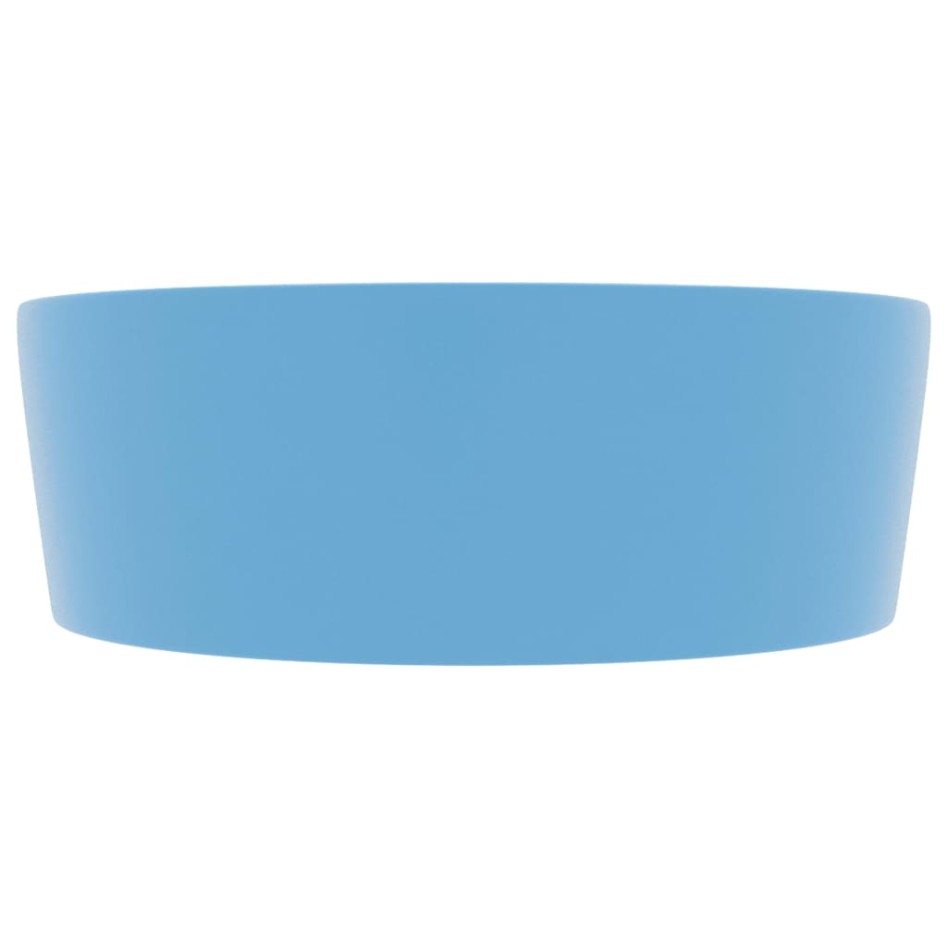 Lavabo lujo con rebosadero cerámica azul claro mate 36x13