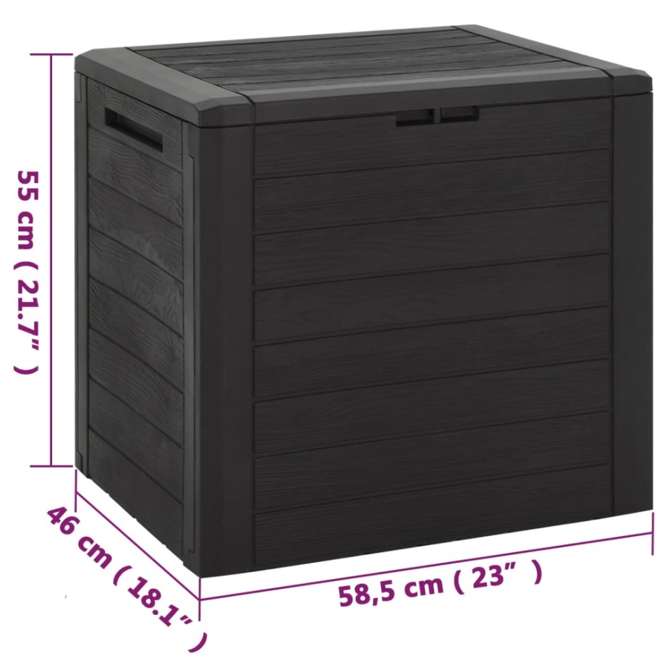 Caja de almacenaje de jardín polipropileno marrón 58,5x46x55