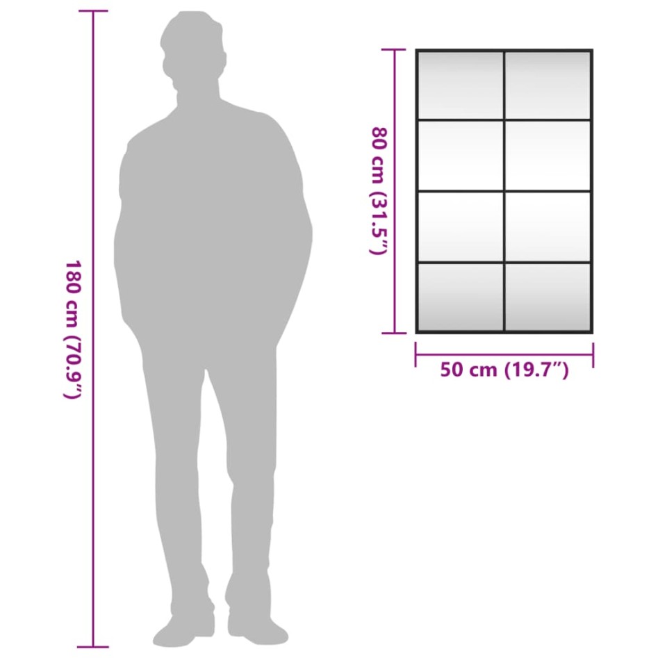 Espejo de pared rectangular de hierro negro 50x80