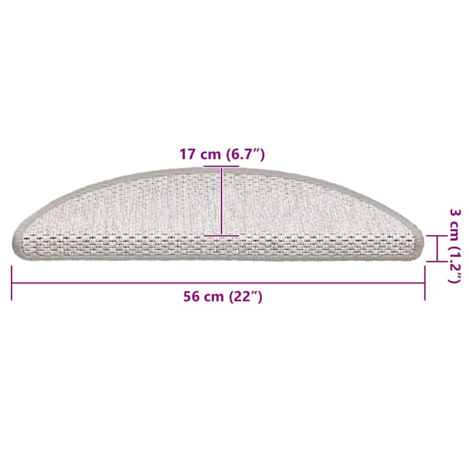 Alfombrillas autoadhesivas sisal 15 uds platina 56x17x3