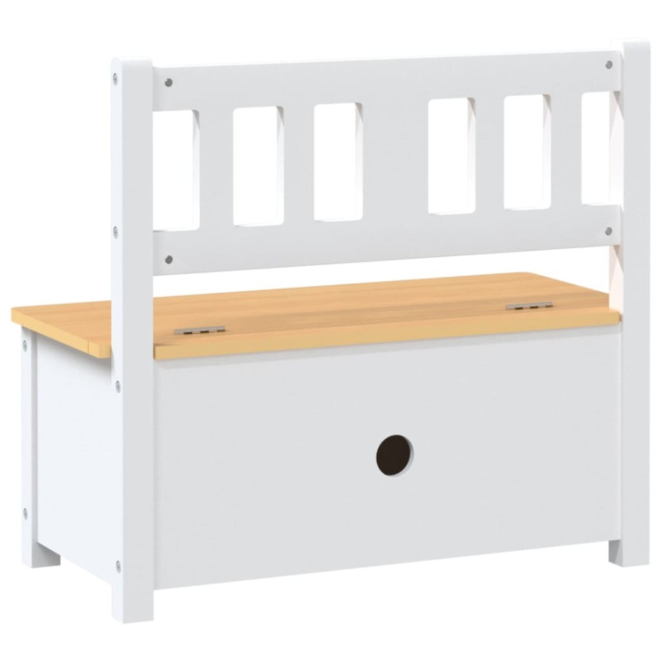 Banco de almacenaje para niños MDF blanco y beige 60x30x55