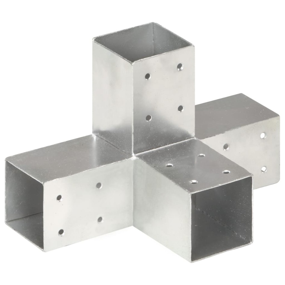 Conectores de postes en X 4 uds metal galvanizado 71x71