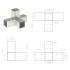 Conectores de postes en X 4 uds metal galvanizado 71x71