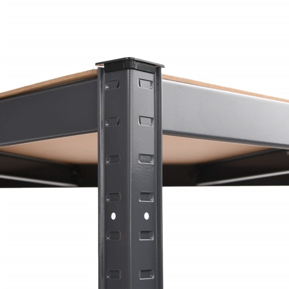 Estantería de esquina 4 niveles madera y acero gris